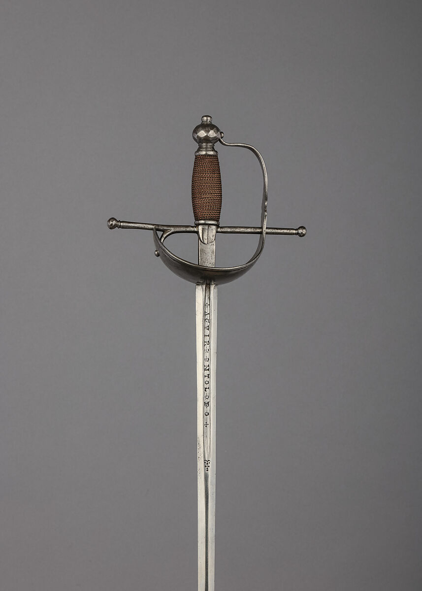 Rapier with Scabbard, Steel, leather, copper wire, Spanish, Toledo
