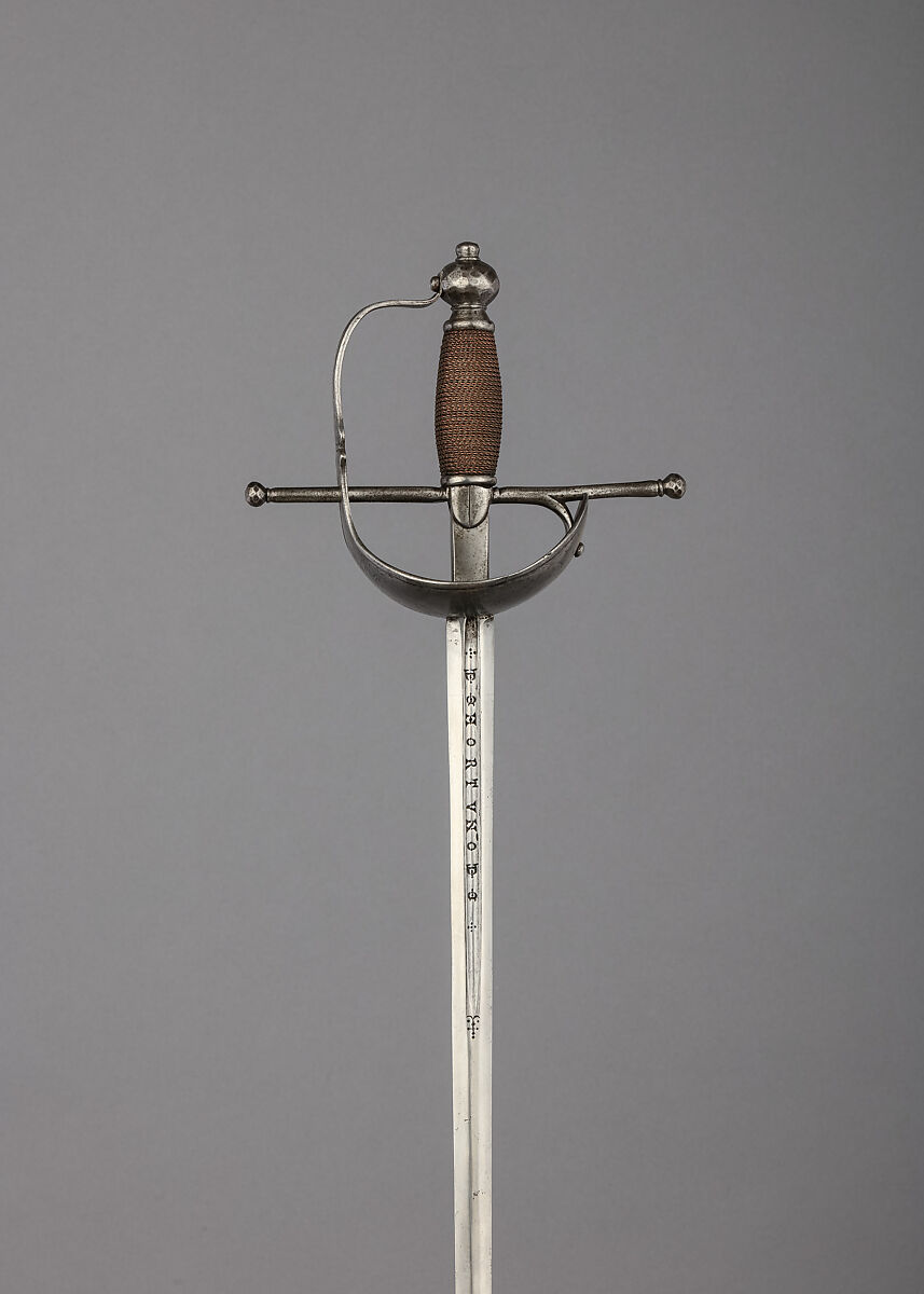 Rapier with Scabbard, Steel, leather, copper wire, Spanish, Toledo 