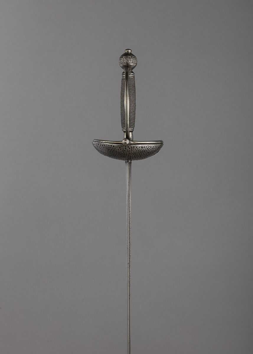 Rapier with Scabbard, Steel, leather, brass, Italian