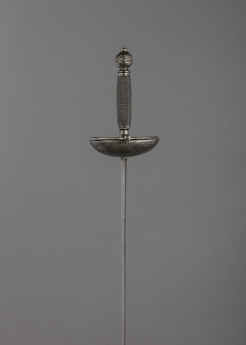 Rapier with Scabbard, Steel, leather, brass, Italian