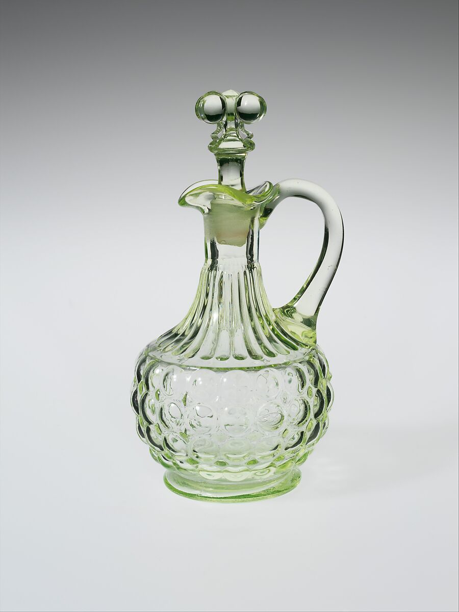 Cruet, Adams and Company, Pressed yellow glass, American 