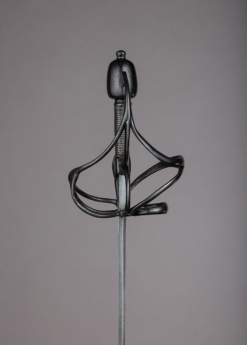 Rapier, Blade by Pietro Caino (Italian, Milan, active second half 16th century), Steel, wood, iron, hilt, probably German; blade, Italian, Milan