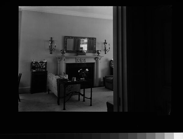 [Living Room Interior Showing Fireplace, Sofa, and Table], Walker Evans (American, St. Louis, Missouri 1903–1975 New Haven, Connecticut), Film negative 