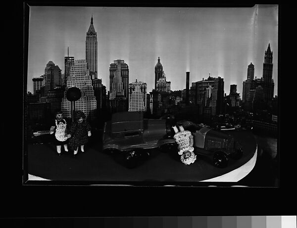 [Display: Dolls, Toy Cars, and Scale Model of Manhattan Skyline], Walker Evans (American, St. Louis, Missouri 1903–1975 New Haven, Connecticut), Film negative 