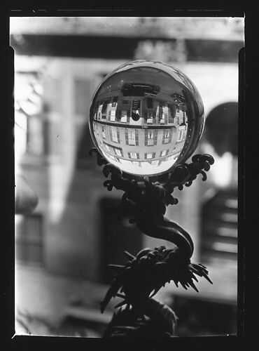 [Building Reflections in Crystal Ball, West Cedar Street, Beacon Hill, Boston, Massachusetts]