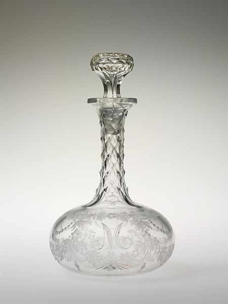 Cruet, Possibly engraved by Louis Friedrich Vaupel (1824–1930), Blown, cut, and engraved glass, American 