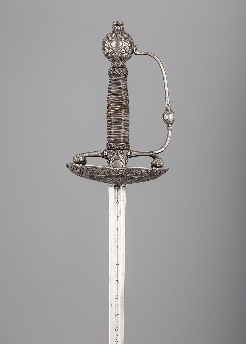 Transitional Rapier, Tomas Aiala (Spanish, Toledo, active 17th century), Steel, wood, Hilt, possibly French or Spanish; blade, Spanish, Toledo