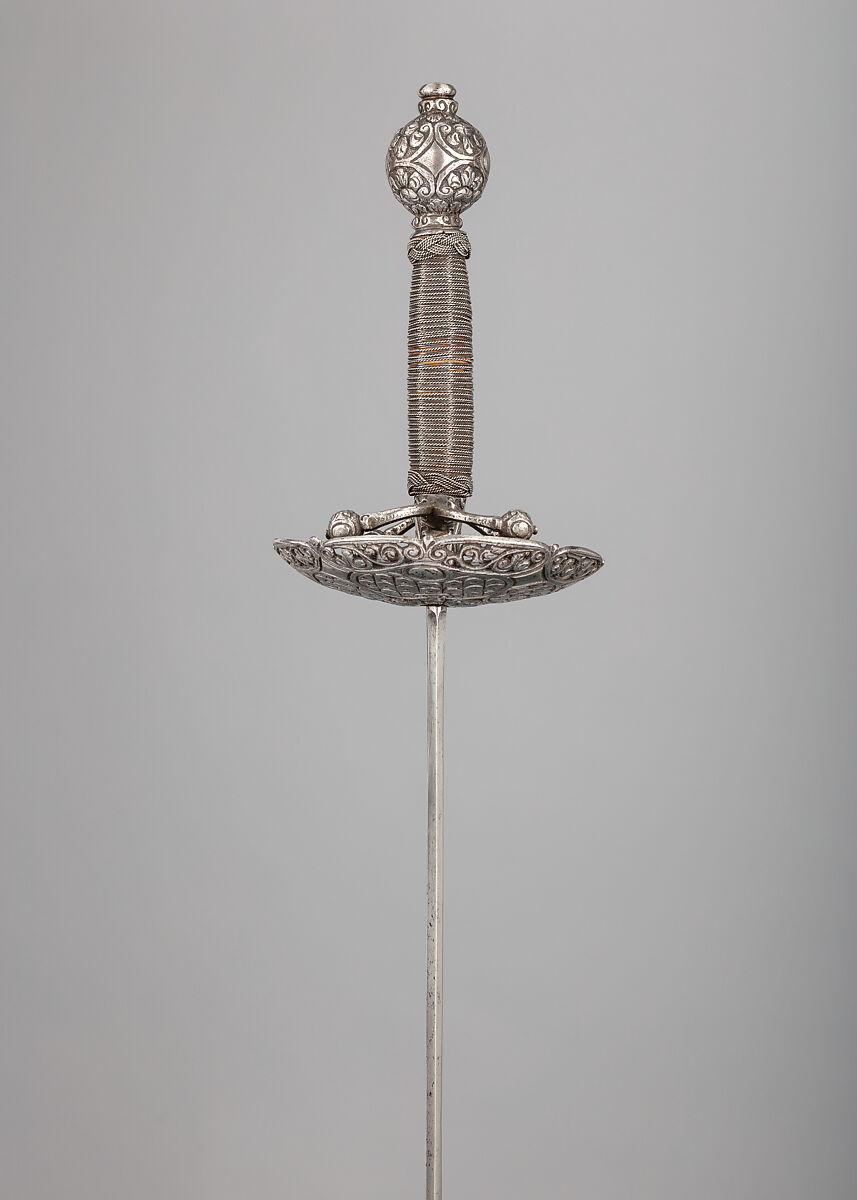 Transitional Rapier, Tomas Aiala (Spanish, Toledo, active 17th century), Steel, wood, Hilt, possibly French or Spanish; blade, Spanish, Toledo