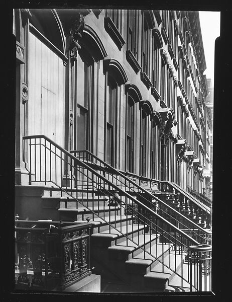 [Oblique View of Renaissance Revival Town Houses, Boston, Massachusetts], Walker Evans (American, St. Louis, Missouri 1903–1975 New Haven, Connecticut), Film negative 