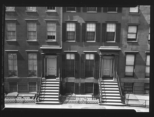 [Apartment Building Façades with Greek Revival Doorways], Walker Evans (American, St. Louis, Missouri 1903–1975 New Haven, Connecticut), Film negative 