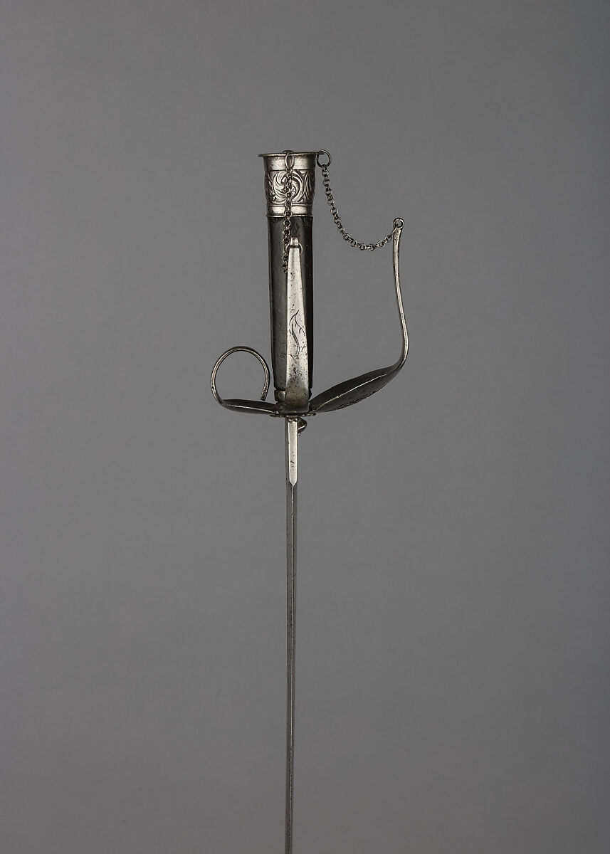 Small Sword, Steel, wood, leather, possibly Italian or Spanish; blade, possibly German, Solingen