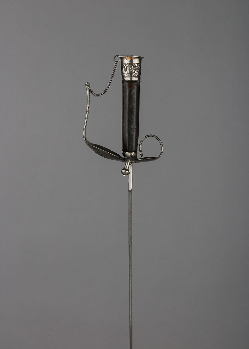 Small Sword, Steel, wood, leather, possibly Italian or Spanish; blade, possibly German, Solingen