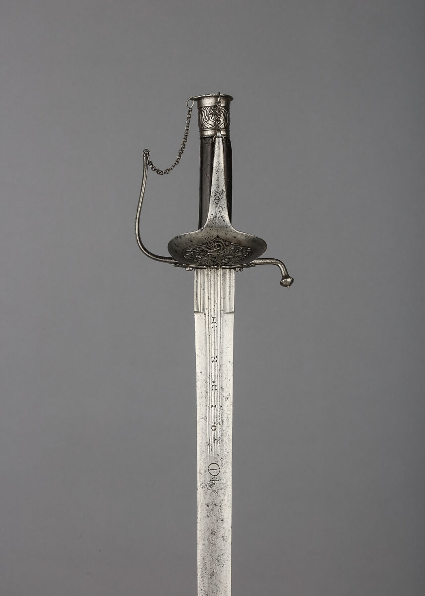 Small Sword, Steel, wood, leather, possibly Italian or Spanish; blade, possibly German, Solingen 