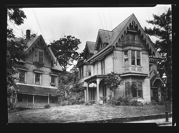[Two Gothic Revival Houses with Decorative Vergeboards in Gables, Dorchester, Massachusetts], Walker Evans (American, St. Louis, Missouri 1903–1975 New Haven, Connecticut), Film negative 