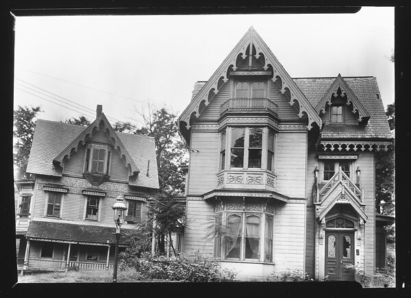 [Two Gothic Revival Houses with Decorative Vergeboards in Gables], Walker Evans (American, St. Louis, Missouri 1903–1975 New Haven, Connecticut), Film negative 