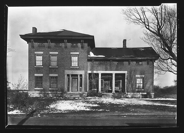 [Greek Revival House with Overhanging Branches and Weeds, Near Ballston Spa, New York], Walker Evans (American, St. Louis, Missouri 1903–1975 New Haven, Connecticut), Film negative 