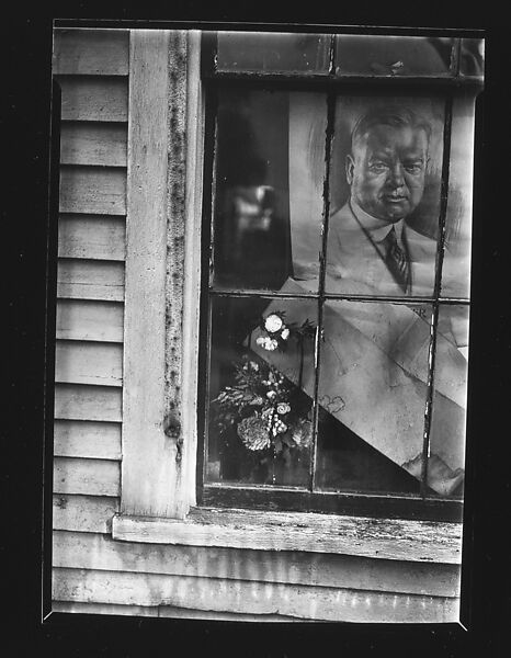 [Flowers and Poster of Herbert Hoover in House Window, Wellfleet, Massachusetts], Walker Evans (American, St. Louis, Missouri 1903–1975 New Haven, Connecticut), Film negative 