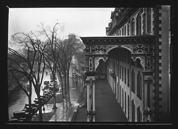[View of Broadway with Parked Cars and Side View of Grand Union Hotel Porch, Saratoga Springs, New York], Walker Evans (American, St. Louis, Missouri 1903–1975 New Haven, Connecticut), Film negative 