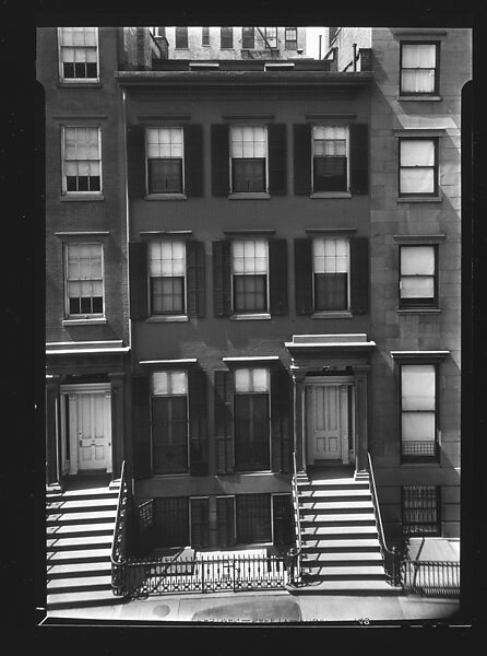 [Brick Greek Revival Apartment Building, New York City?], Walker Evans (American, St. Louis, Missouri 1903–1975 New Haven, Connecticut), Film negative 