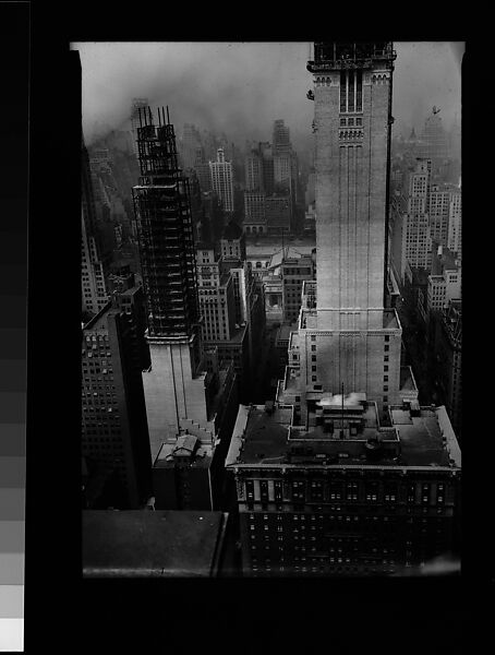 [Lefcourt Colonial and Lincoln Building Construction Sites, From Roof of Chanin Building?, New York City], Walker Evans (American, St. Louis, Missouri 1903–1975 New Haven, Connecticut), Film negative 