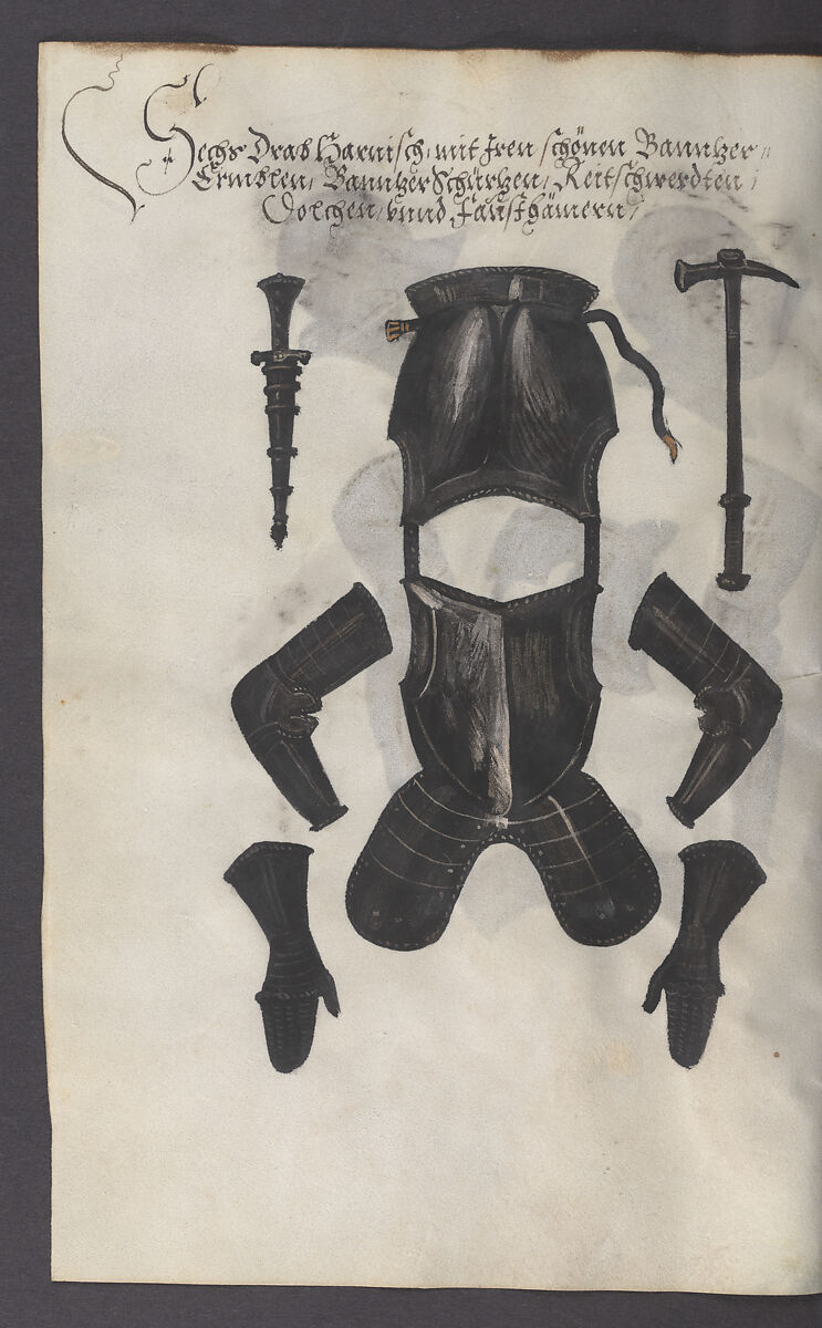 Illustrated Manuscript Inventory of an Armory for Sale by Lottery, Vellum, German