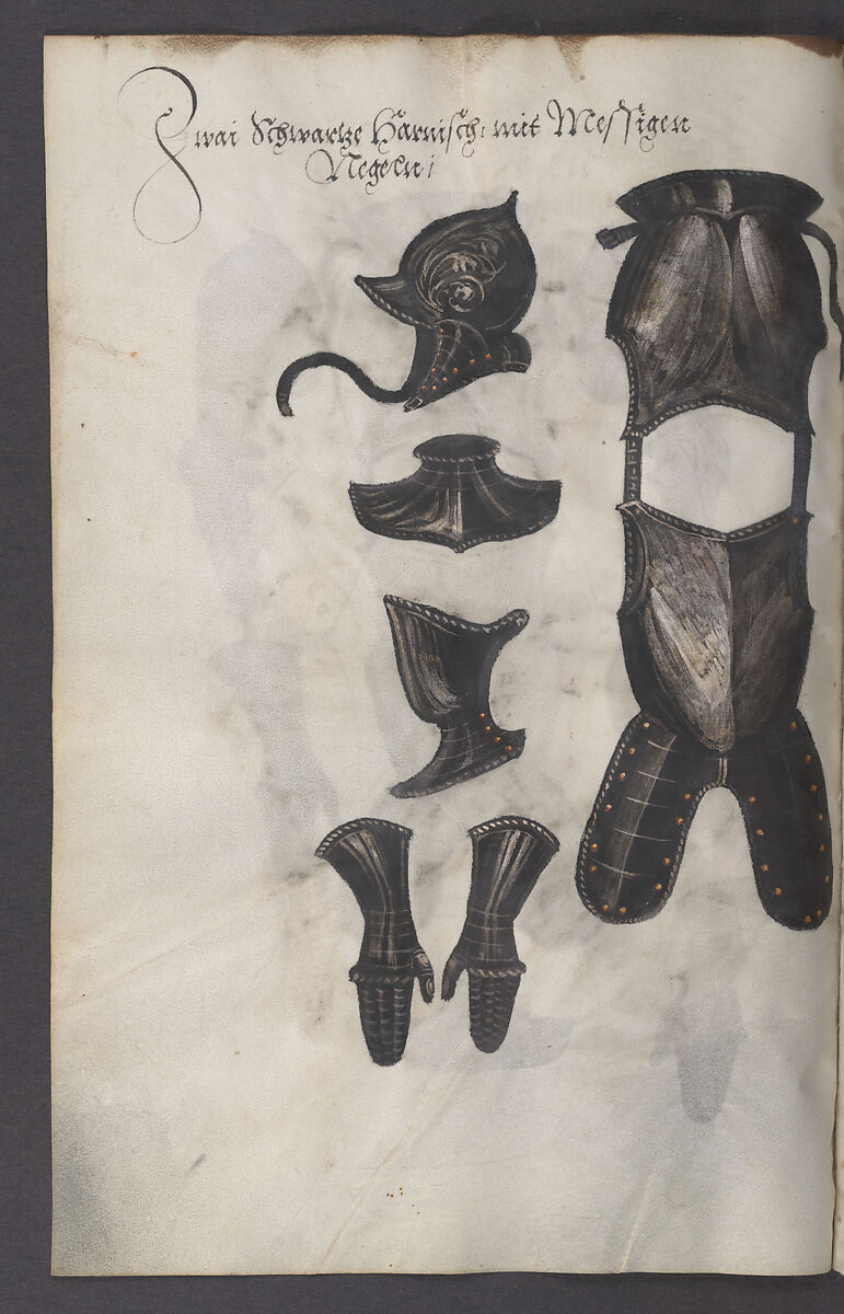 Illustrated Manuscript Inventory of an Armory for Sale by Lottery, Vellum, German