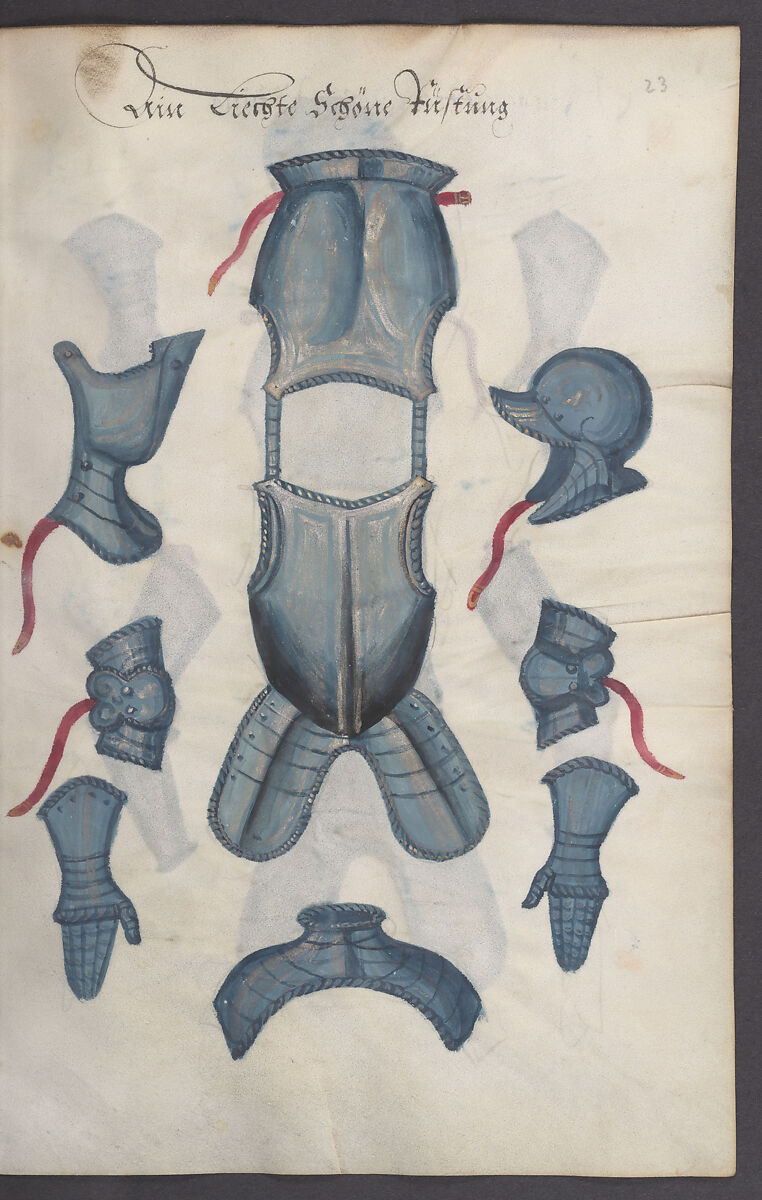Illustrated Manuscript Inventory of an Armory for Sale by Lottery, Vellum, German