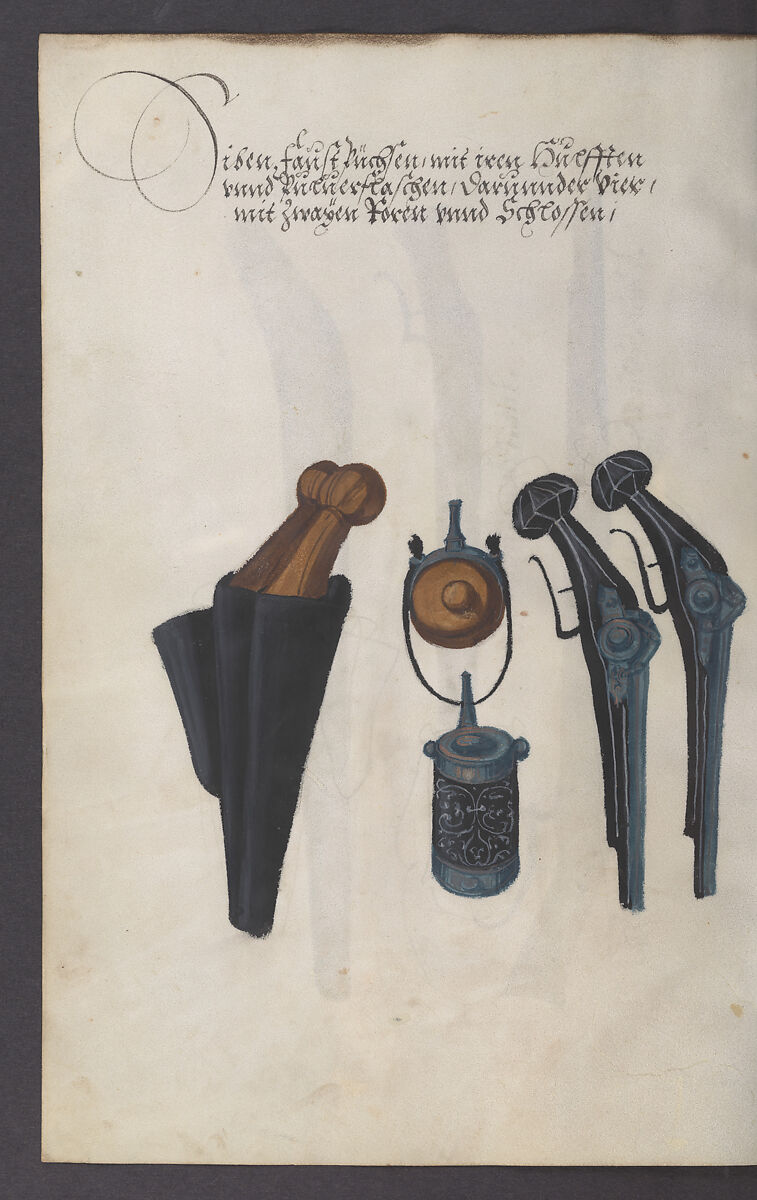 Illustrated Manuscript Inventory of an Armory for Sale by Lottery, Vellum, German