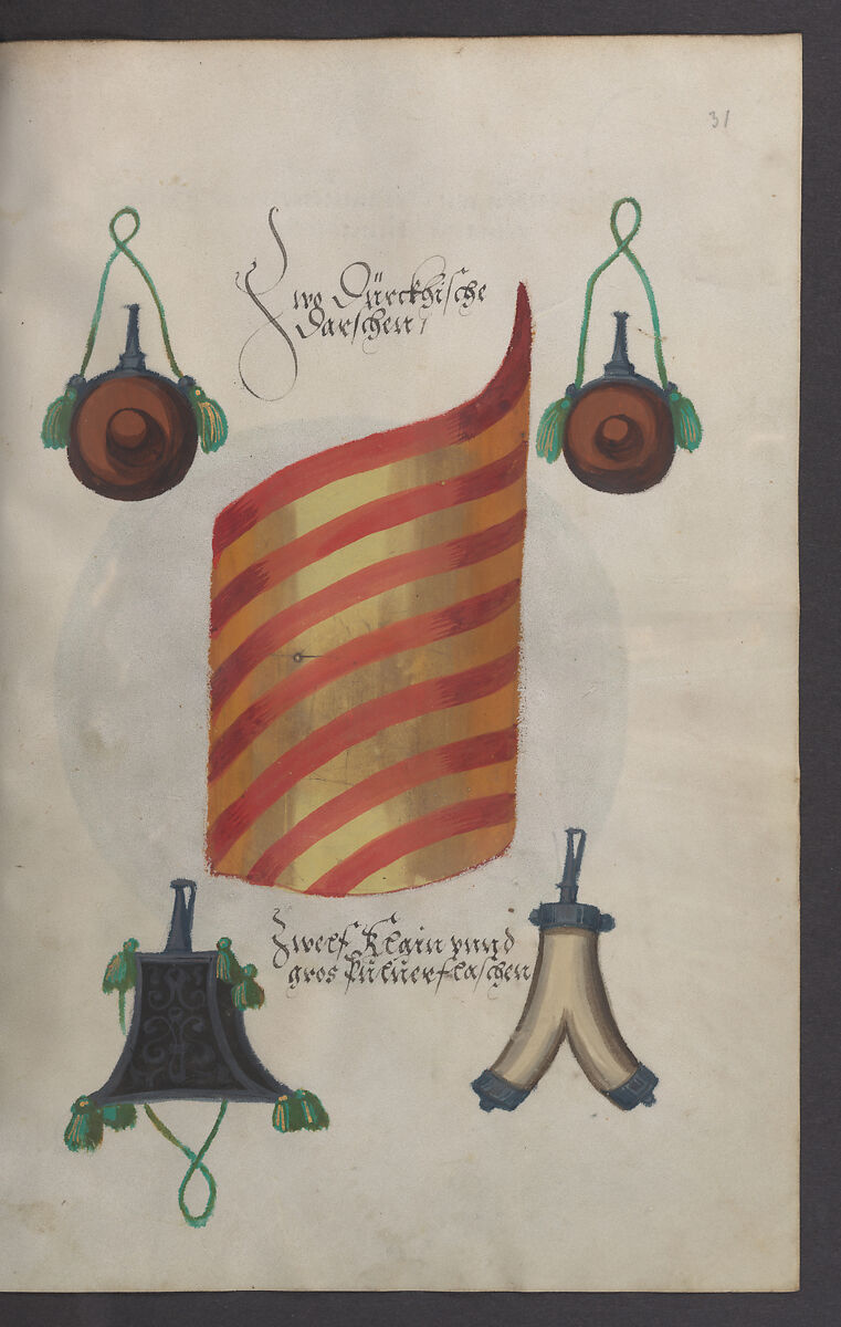 Illustrated Manuscript Inventory of an Armory for Sale by Lottery, Vellum, German