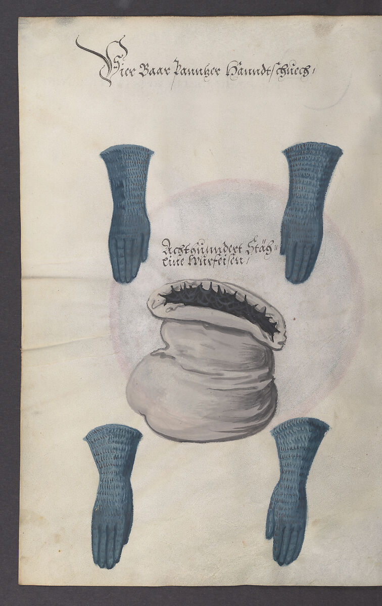 Illustrated Manuscript Inventory of an Armory for Sale by Lottery, Vellum, German