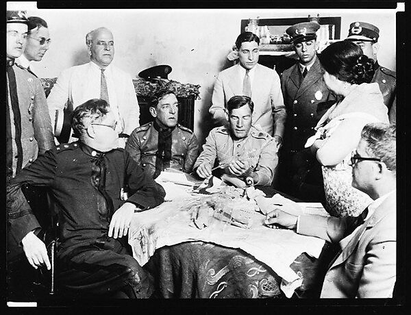 [Copy of Newspaper File Photograph: Men and Officers Seated and Standing Around Table], Walker Evans (American, St. Louis, Missouri 1903–1975 New Haven, Connecticut), Film negative 