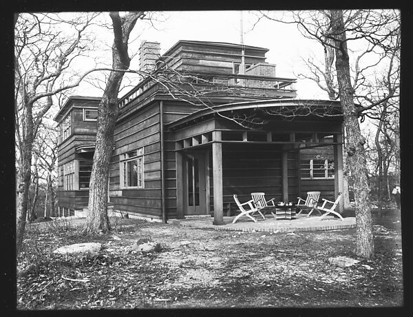 [Modernist House with Brick Patio, Residence of Lyman Paine and Ruth Forbes, Naushon Island, Massachusetts], Walker Evans (American, St. Louis, Missouri 1903–1975 New Haven, Connecticut), Glass negative 