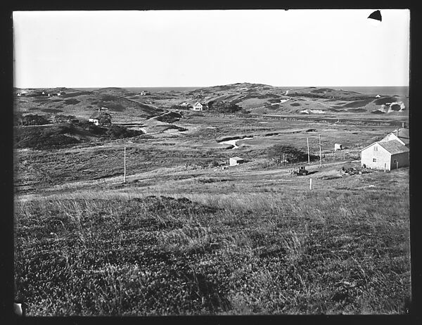 [View of Cape Cod with Junked Automobile and Houses in Distance, Massachusetts], Walker Evans (American, St. Louis, Missouri 1903–1975 New Haven, Connecticut), Glass negative 