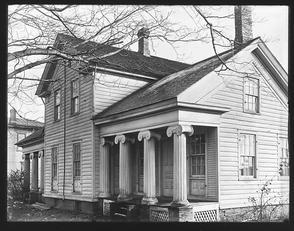 [Greek Revival Farmhouse with Ionic Capitals on Porch, New York State], Walker Evans (American, St. Louis, Missouri 1903–1975 New Haven, Connecticut), Glass negative 