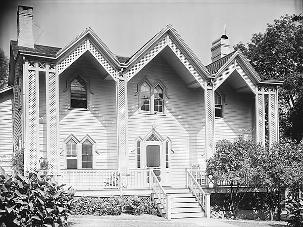 [Gothic Revival House with Three Gables, Nyack, New York], Walker Evans (American, St. Louis, Missouri 1903–1975 New Haven, Connecticut), Glass negative 