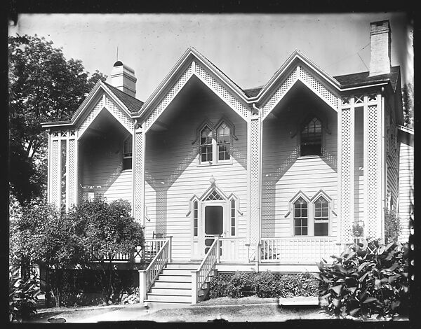 [Gothic Revival House with Three Gables, Nyack, New York], Walker Evans (American, St. Louis, Missouri 1903–1975 New Haven, Connecticut), Glass negative 