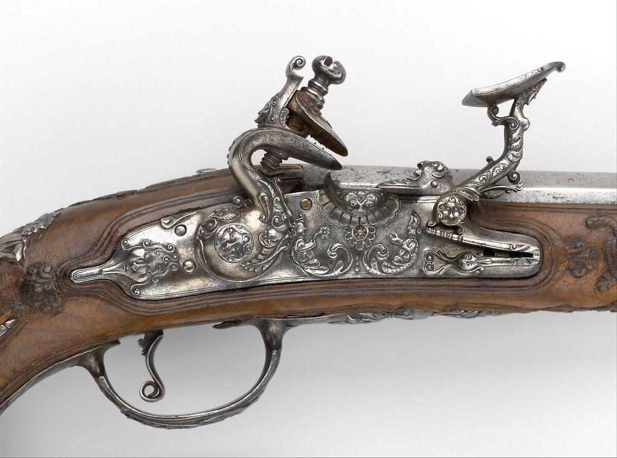 Pair of Snaphaunce Pistols, Wood (walnut), steel, Italian, Bologna