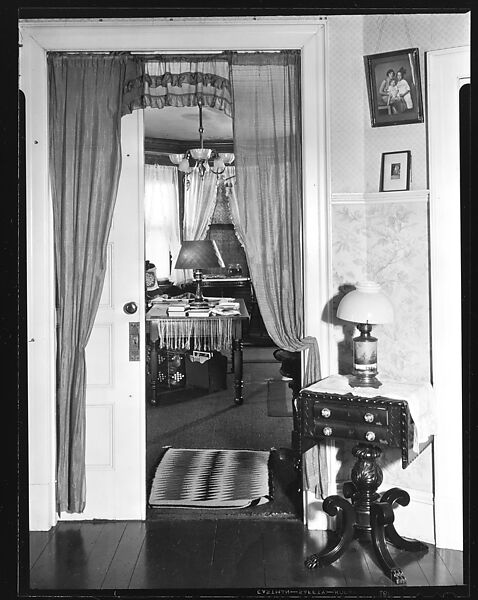 [Interior Showing Doorway to Library with Family Photographs and Table in Foreground], Walker Evans (American, St. Louis, Missouri 1903–1975 New Haven, Connecticut), Film negative 