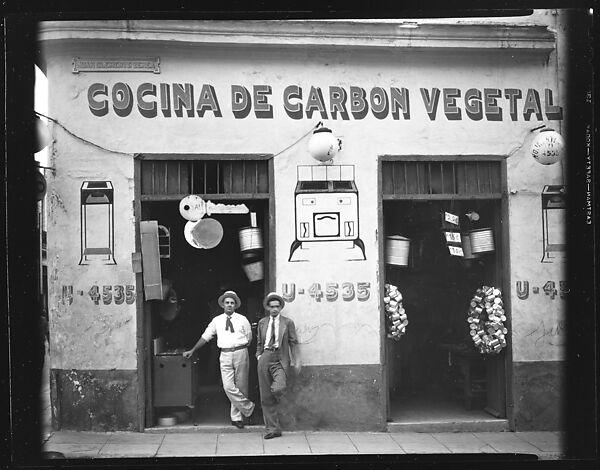 [Appliance Store and Locksmith Façade with Men Standing in Doorway, Havana], Walker Evans (American, St. Louis, Missouri 1903–1975 New Haven, Connecticut), Film negative 