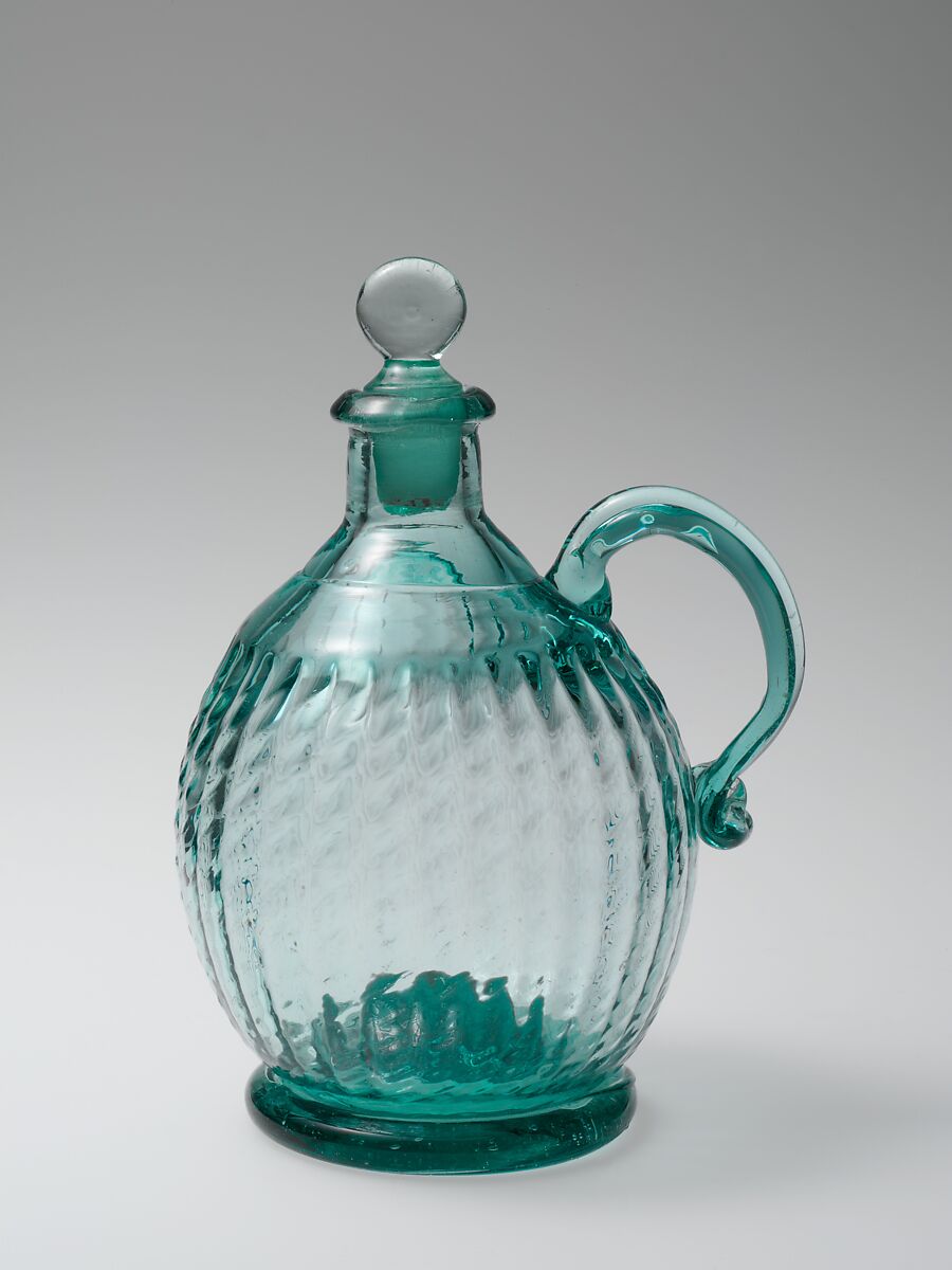 Cruet, Blown, pattern-molded glass, American 