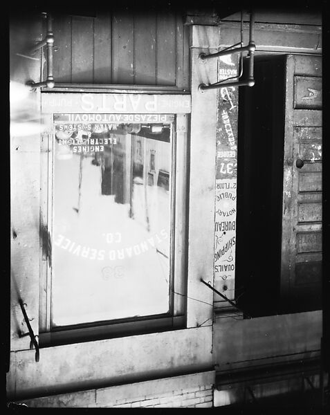 [Waterfront Doorway and Window of Standard Service Co. Engine Parts Store, New York City], Walker Evans (American, St. Louis, Missouri 1903–1975 New Haven, Connecticut), Film negative 