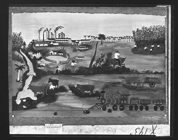 [Painting by Cuban Folk Artist Adolfo Galvez Tacked to Back Boards of Framed Ben Shahn Painting "Prospect Park, Brooklyn"], Walker Evans (American, St. Louis, Missouri 1903–1975 New Haven, Connecticut), Film negative 