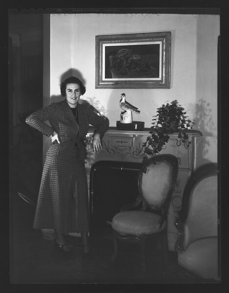 [Unidentified Woman Leaning on Fireplace Mantle], Walker Evans (American, St. Louis, Missouri 1903–1975 New Haven, Connecticut), Film negative 