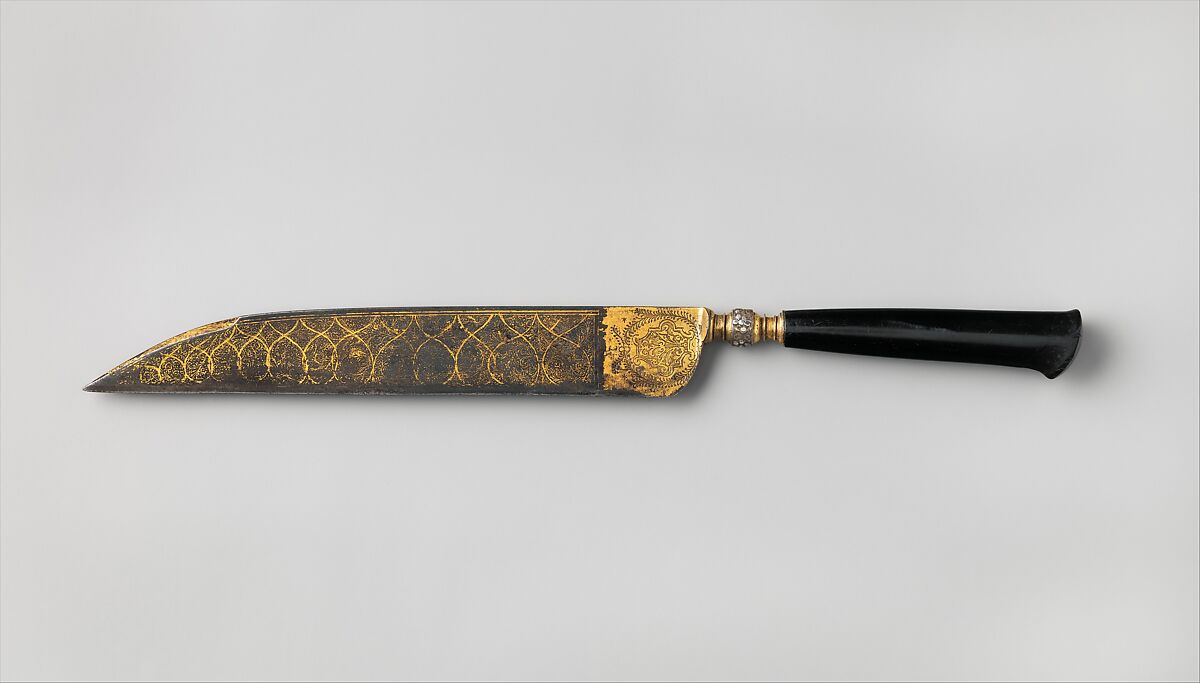 Knife, Steel, wood (ebony), gold, Italian