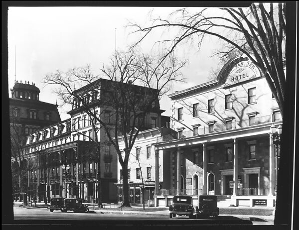 [View of Broadway Showing Adelphi and Rip Van Dam Hotels, Saratoga Springs, New York], Walker Evans (American, St. Louis, Missouri 1903–1975 New Haven, Connecticut), Film negative