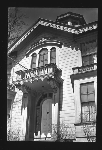 [Entry Porch and Roof Trim Detail of Gothic Revival House, Cambridge, Massachusetts], Walker Evans (American, St. Louis, Missouri 1903–1975 New Haven, Connecticut), Film negative 