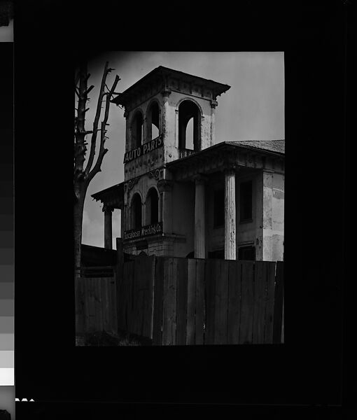 [Converted Italianate Revival House Behind Fence, Wrecking Company Near Tuscaloosa, Alabama], Walker Evans (American, St. Louis, Missouri 1903–1975 New Haven, Connecticut), Film negative 