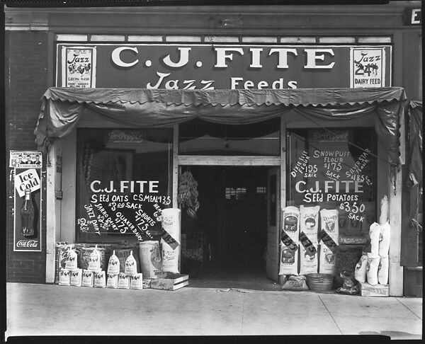 [Storefront Façade of C.J. Fite Jazz Feeds, Jackson, Mississippi], Walker Evans (American, St. Louis, Missouri 1903–1975 New Haven, Connecticut), Film negative 