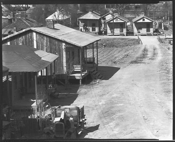 [Wooden Houses and Jalopy by Dirt Road, From Elevated Position, Atlanta, Georgia], Walker Evans (American, St. Louis, Missouri 1903–1975 New Haven, Connecticut), Film negative 
