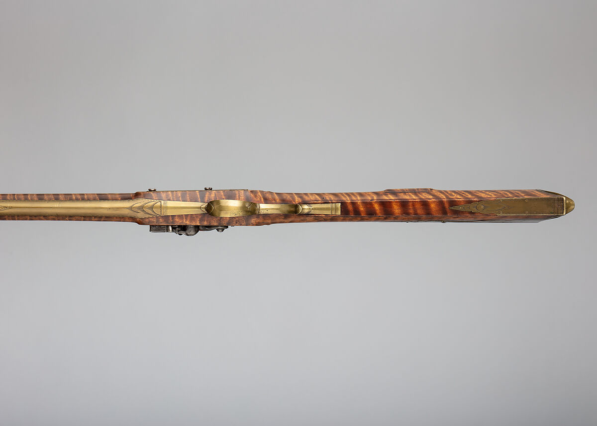 American Longrifle, Nicholas Hawk (American, Pennsylvania 1782–1844), Steel, wood (curly maple, ash), brass, silver, American, Gilbert, Northampton County (now Monroe County), Pennsylvania
